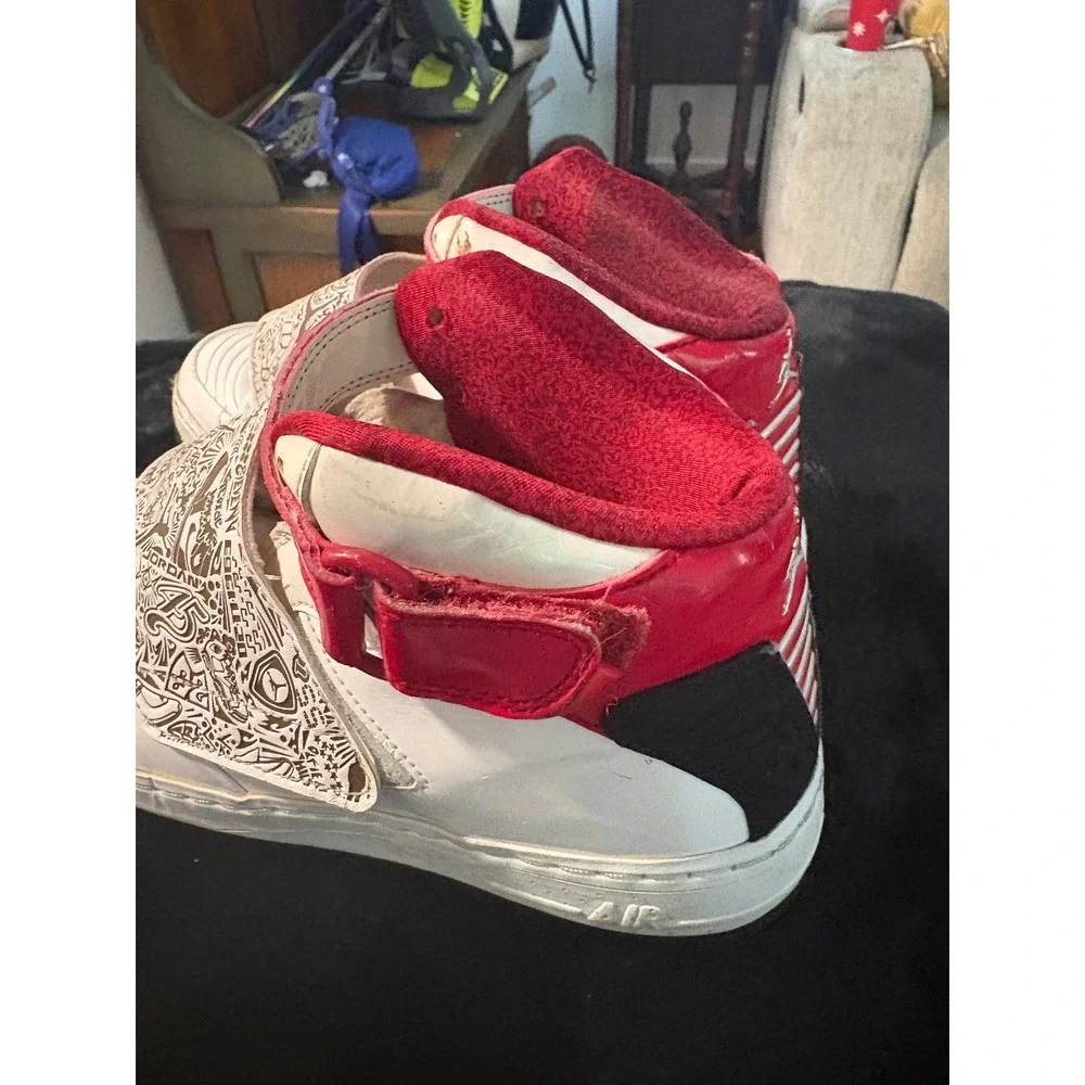 Jordan AJF 20 Kids White Red Black Laser Strap High Top Sneakers 332124-161